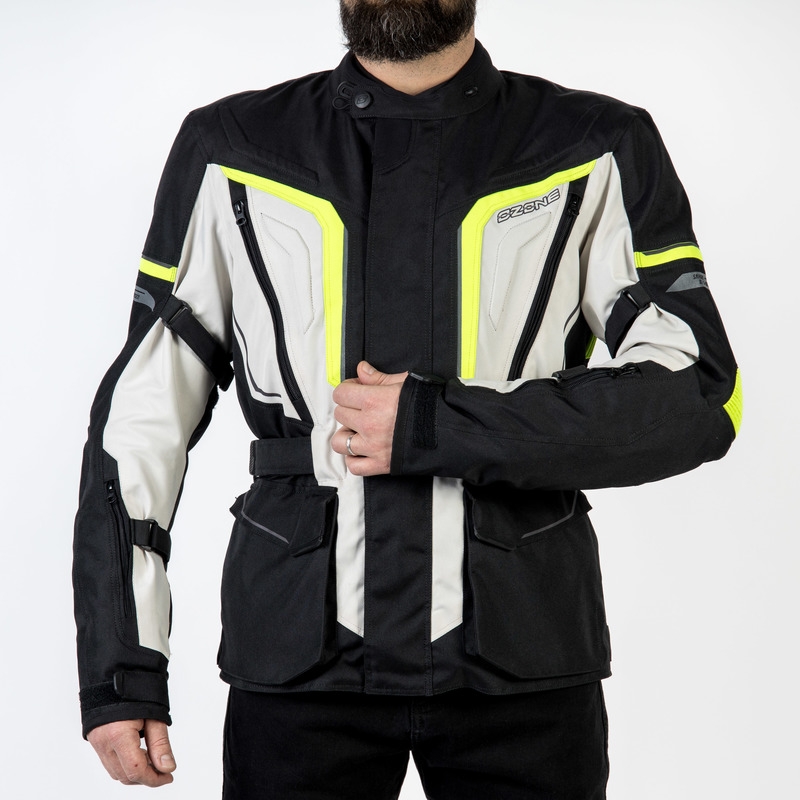 Motoristična jakna Ozone Sahara black-grey-fluo yellow razprodaja