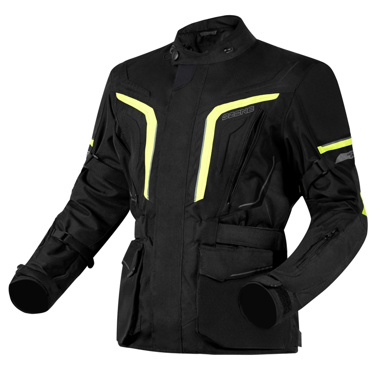 Motoristična jakna Ozone Sahara black-fluo yellow razprodaja