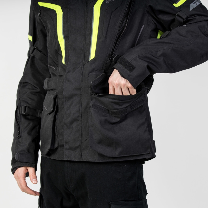 Motoristična jakna Ozone Sahara black-fluo yellow razprodaja