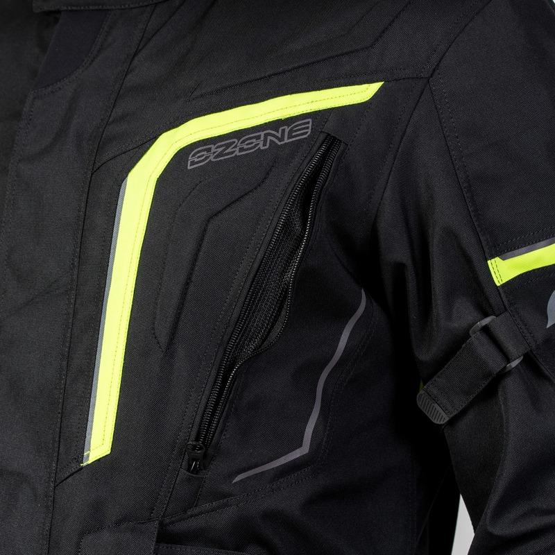 Motoristična jakna Ozone Sahara black-fluo yellow razprodaja