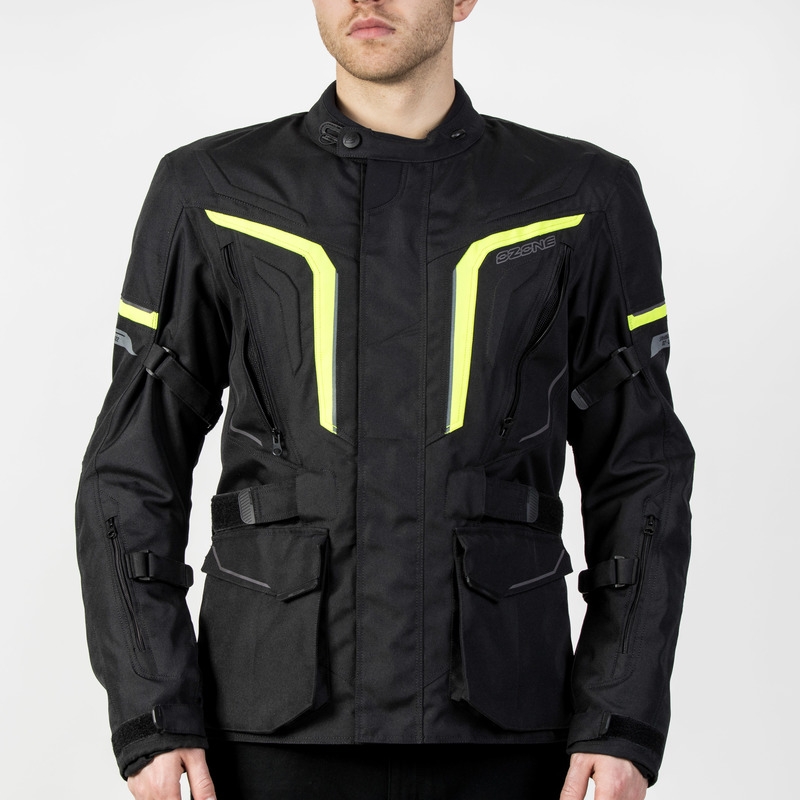 Motoristična jakna Ozone Sahara black-fluo yellow razprodaja