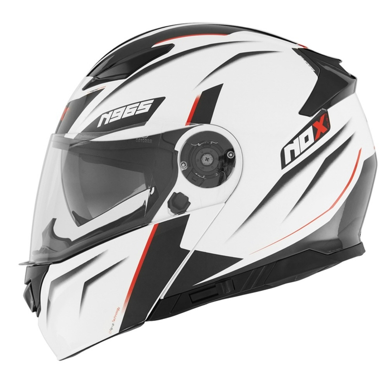 NOX N965 Supra belo-rdeča motoristična čelada