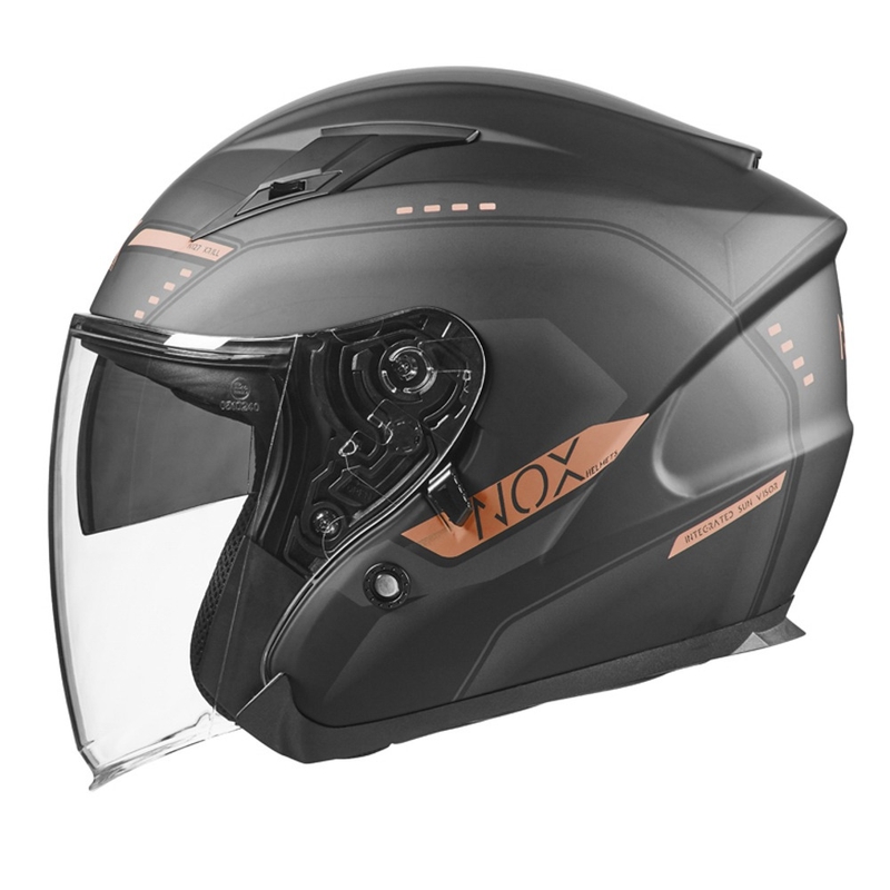 Odprta motoristična čelada NOX N128 Krill črno-bronasta