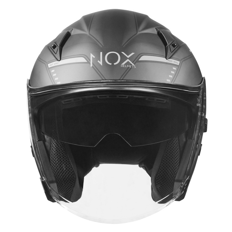 Odprta motoristična čelada NOX N128 Krill black-titanium razprodaja