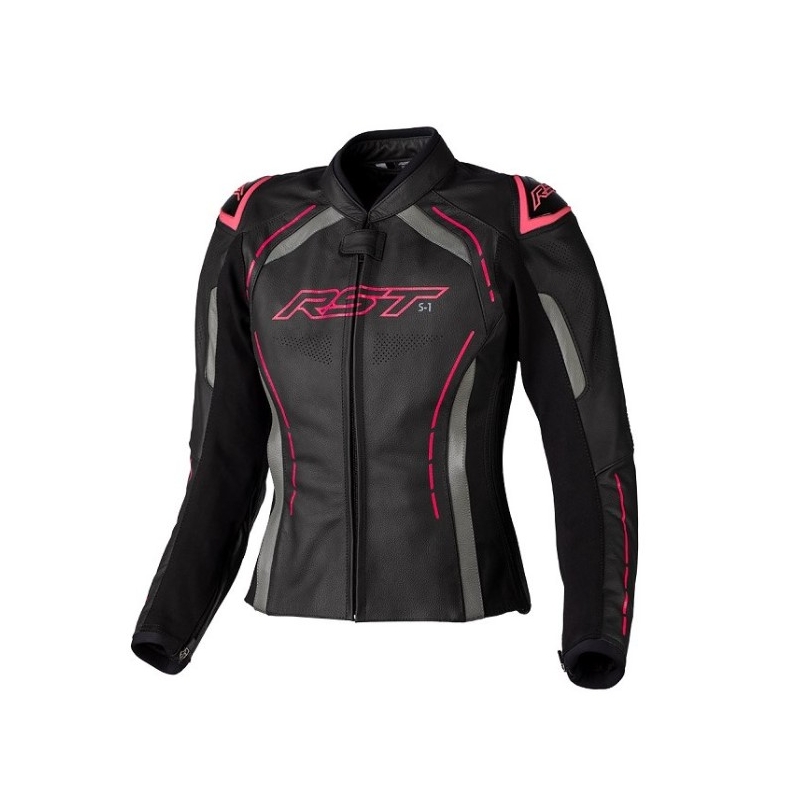 Ženska usnjena motoristična jakna RST S1 CE black-grey-pink razprodaja