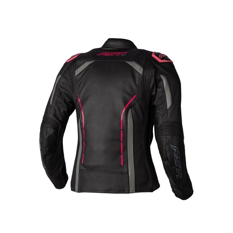 Ženska usnjena motoristična jakna RST S1 CE black-grey-pink razprodaja