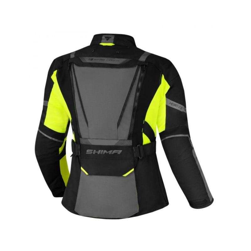Ženska motoristična jakna Shima Hero 2.0 Black-Gray-Fluo Yellow