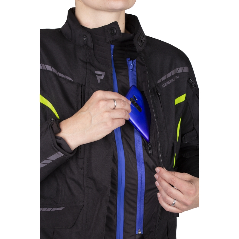 Ženska moto jakna Rebelhorn Hiker III black-fluo yellow razprodaja