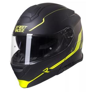 Motociklistična čelada Street Racer SR V1 črno-fluo rumene barve