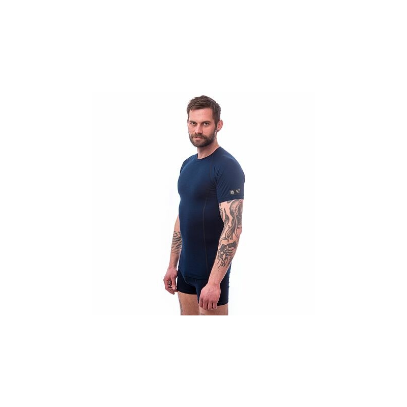 Moška majica Sensor Merino Active temno modra - kratki rokavi razprodaja