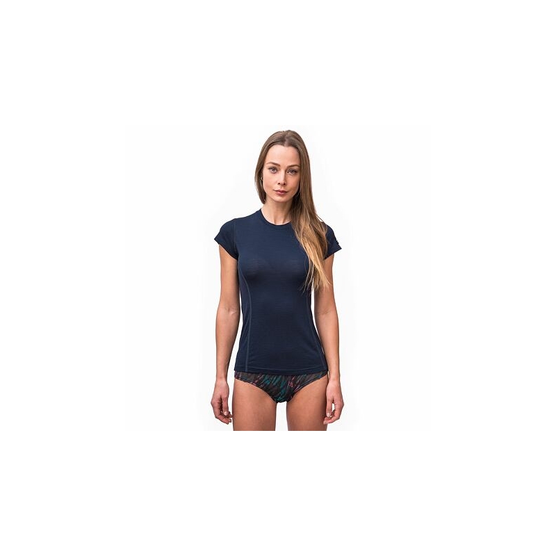 Ženska majica Sensor Merino Active temno modra - kratek rokav razprodaja