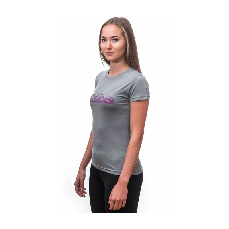 Ženska funkcionalna majica Sensor Merino Active PT Mountains siva - kratek rokav razprodaja