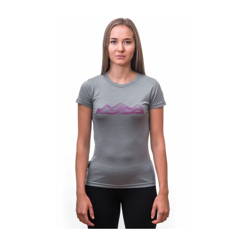 Ženska funkcionalna majica Sensor Merino Active PT Mountains siva - kratek rokav razprodaja