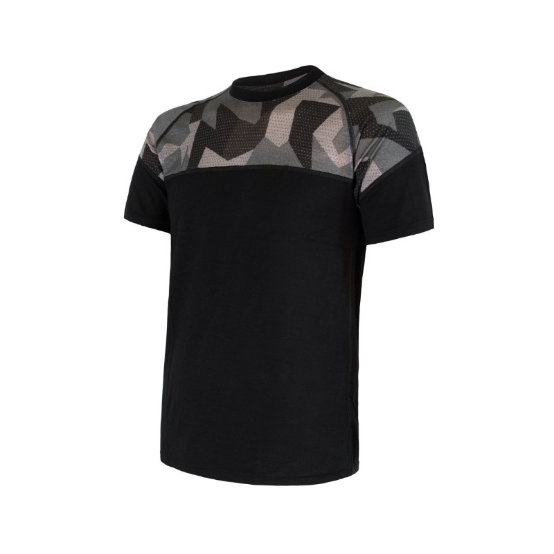Moška termo majica Sensor Merino Impress black-mask - kratek rokav razprodaja
