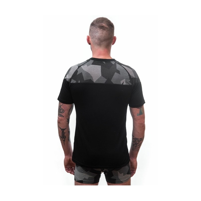 Moška termo majica Sensor Merino Impress black-mask - kratek rokav razprodaja