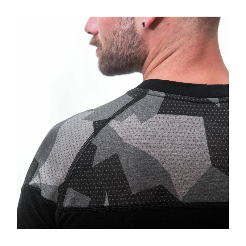 Moška termo majica Sensor Merino Impress black-mask - kratek rokav razprodaja