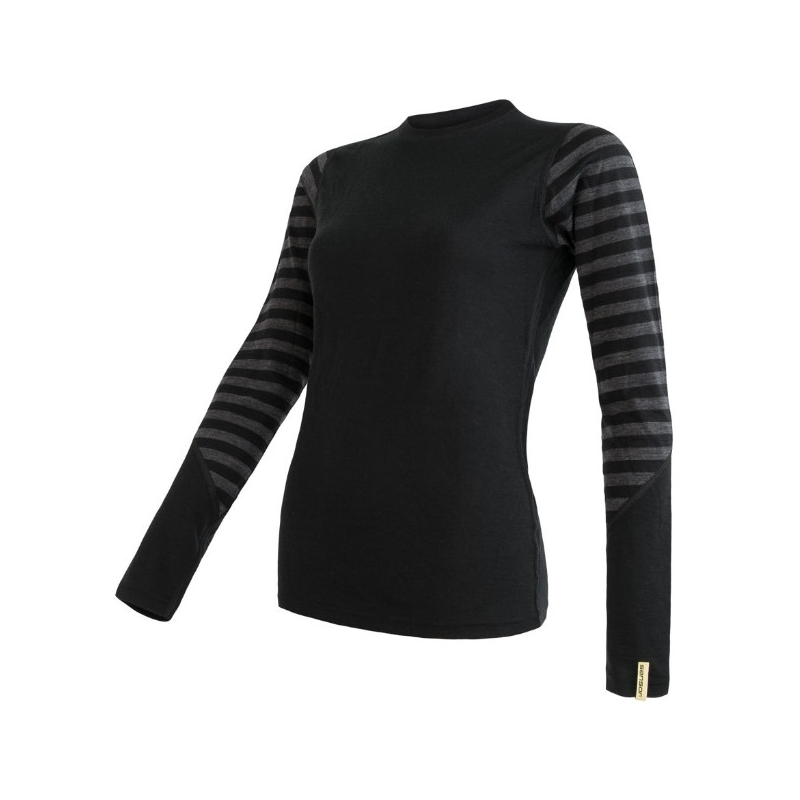 Ženska funkcionalna majica Sensor Merino Active black-grey - dolgi rokavi razprodaja