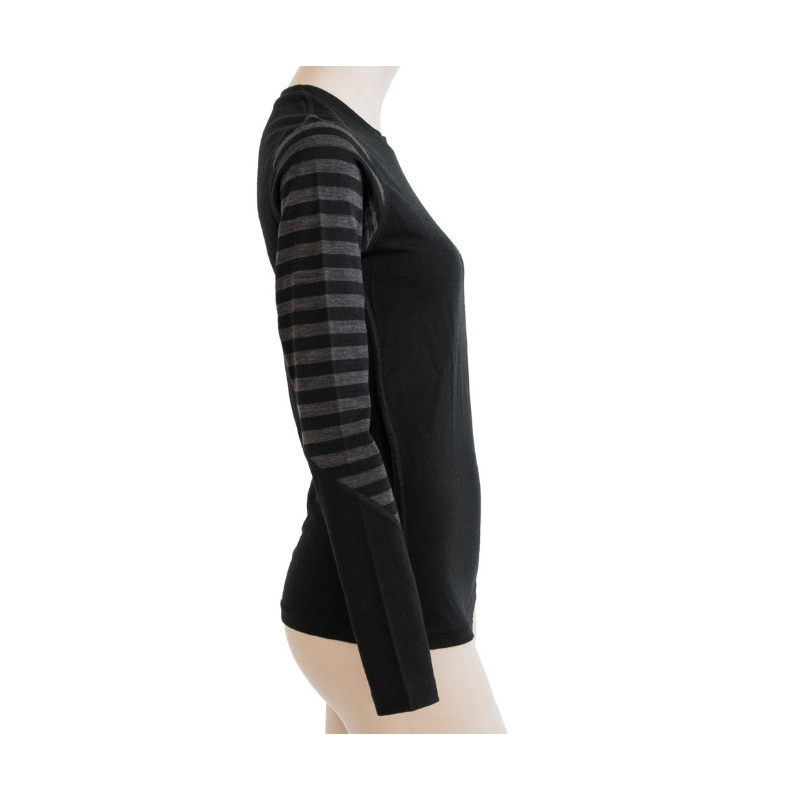 Ženska funkcionalna majica Sensor Merino Active black-grey - dolgi rokavi razprodaja