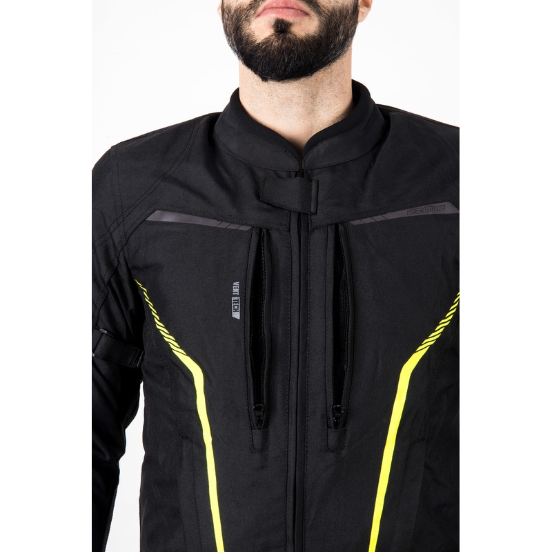 Motoristična jakna Ozone Delta IV črno-fluo rumena
