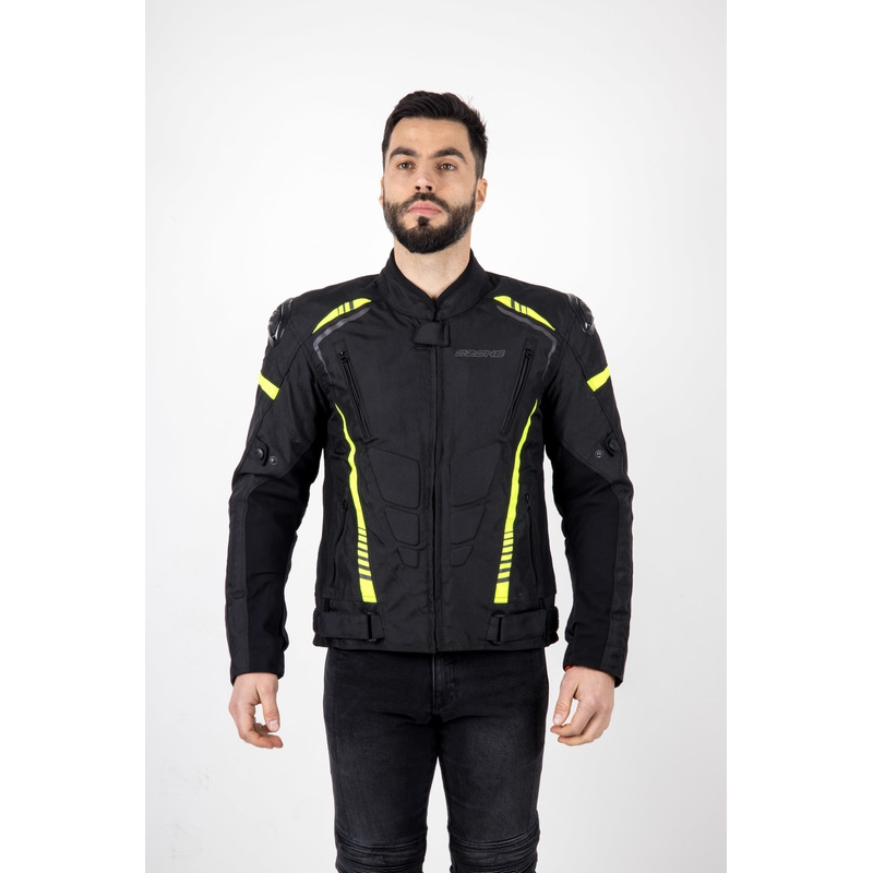 Ozone Pulse črno-fluo rumena motoristična jakna