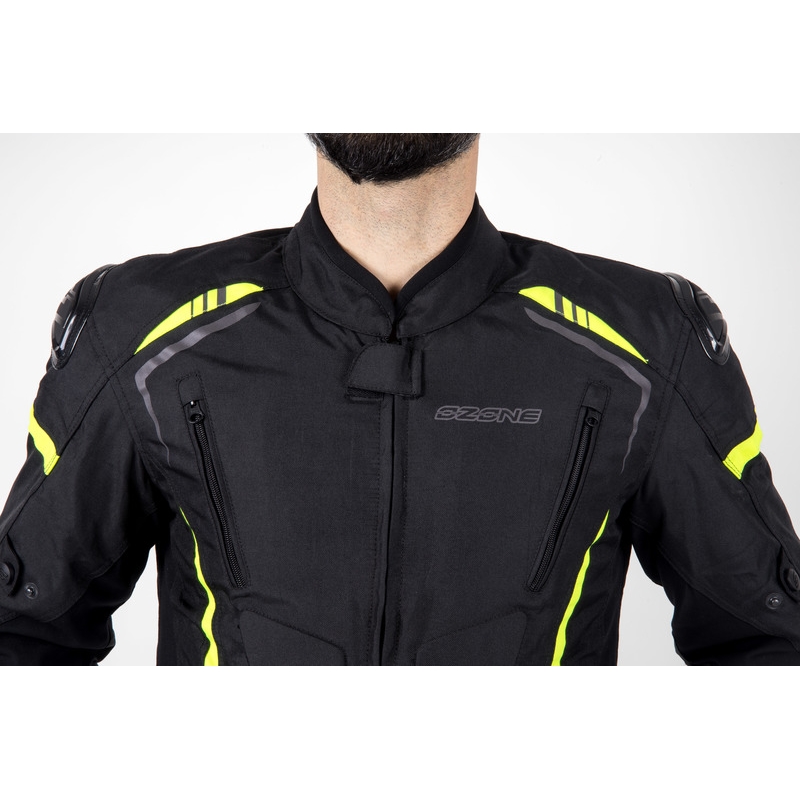 Ozone Pulse črno-fluo rumena motoristična jakna