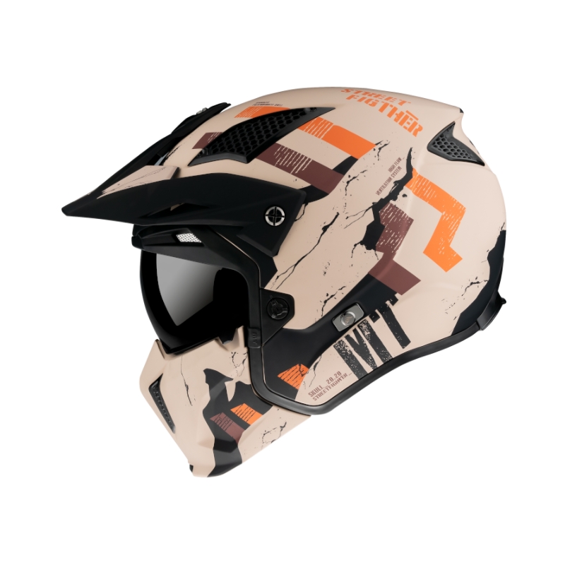 Motoristična čelada MT Streetfighter Skull 2020 oranžno-rjava - kakovost II