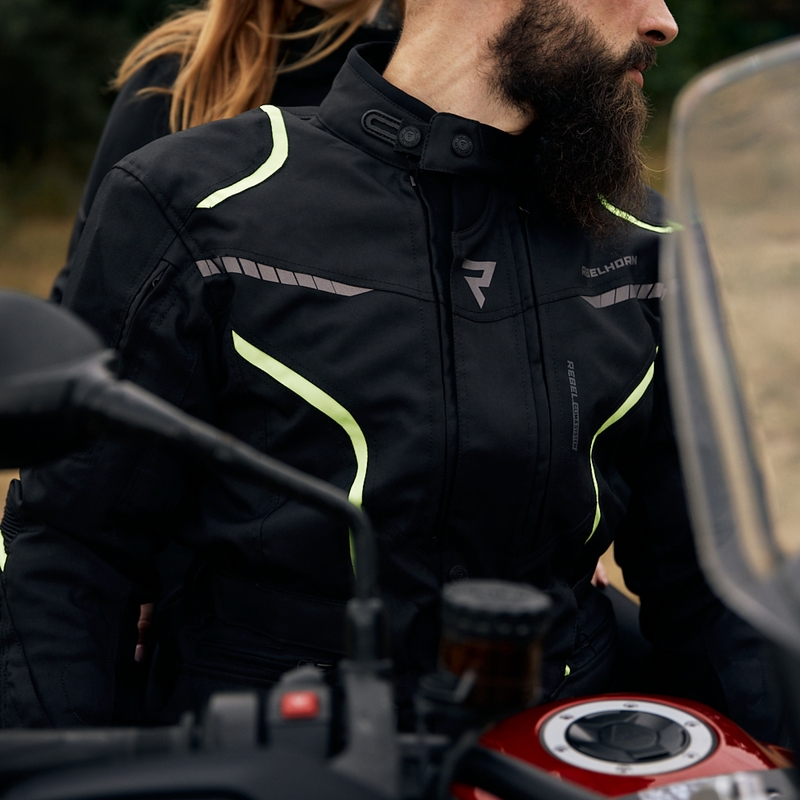 Motoristična jakna Rebelhorn Hiker III black-fluo yellow