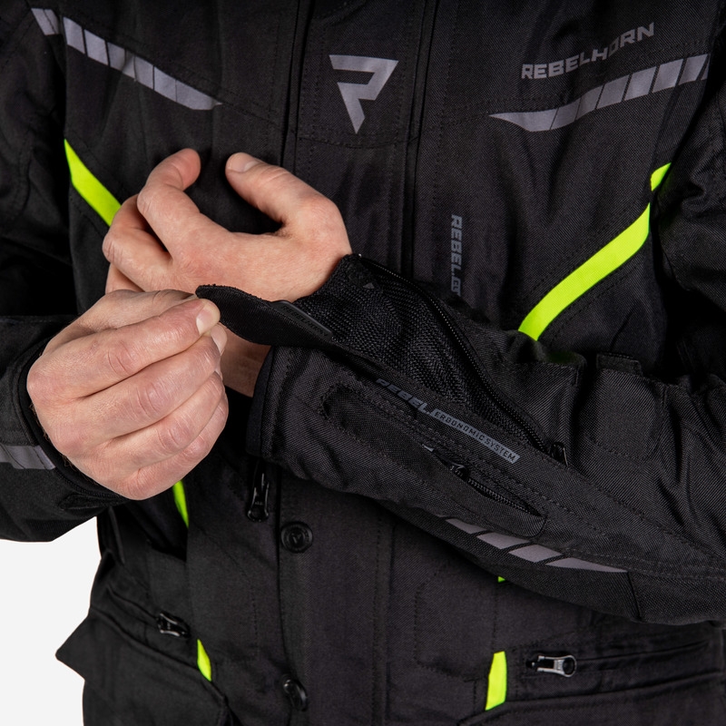 Motoristična jakna Rebelhorn Hiker III black-fluo yellow