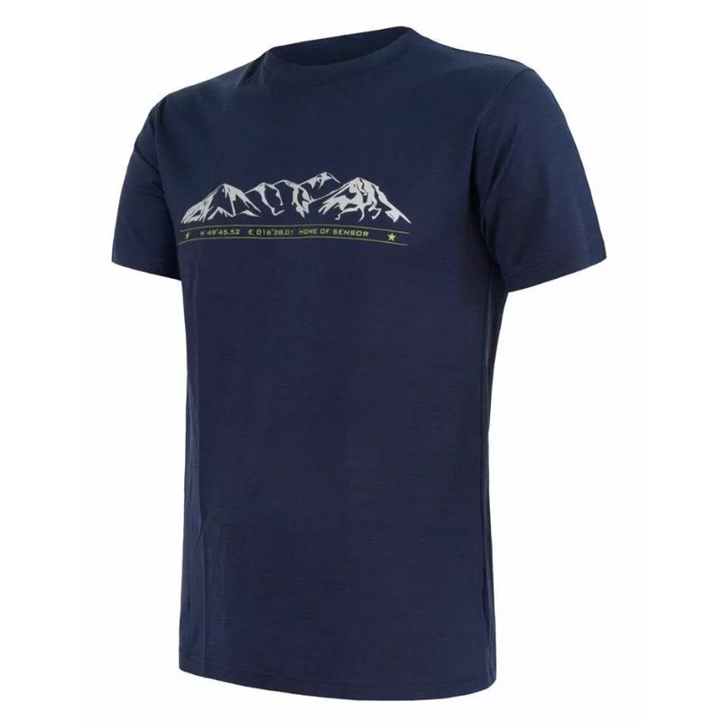 Moška majica Sensor Merino Active PT Mountains temno modra razprodaja