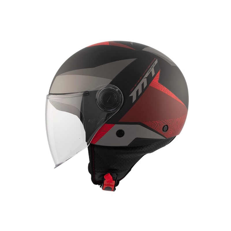 Odprta motoristična čelada MT 0F501 Street Poke B5 Rojo črna-siva-rdeča razprodaja
