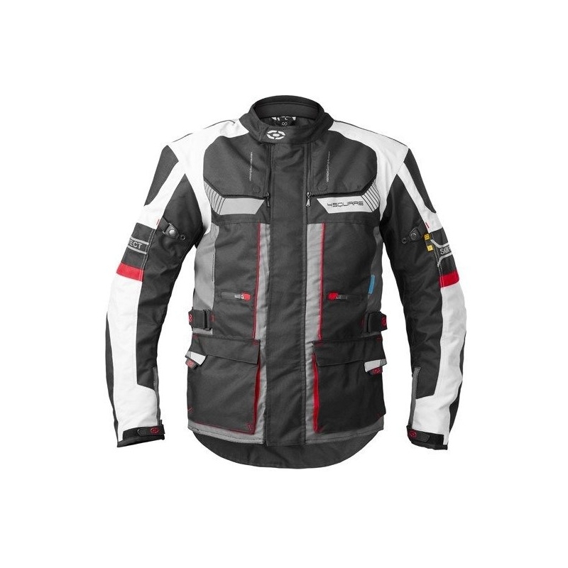 4SQUARE Shield Black-White-Red Motorcycle Jacket razprodaja