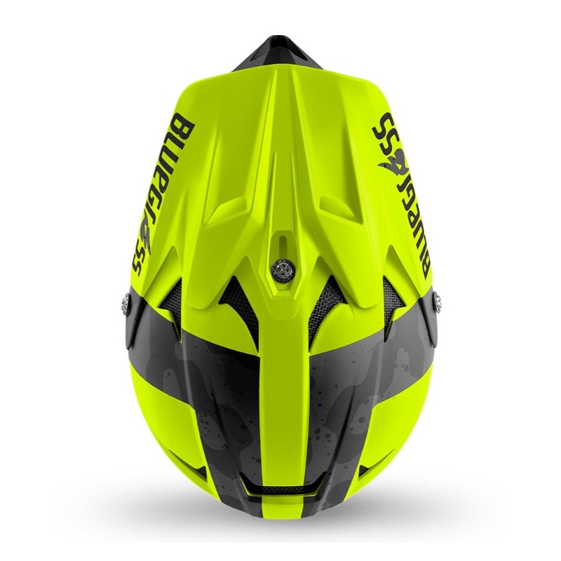 Kolesarska čelada BLUEGRASS Intox camo fluo rumeno-črna razprodaja