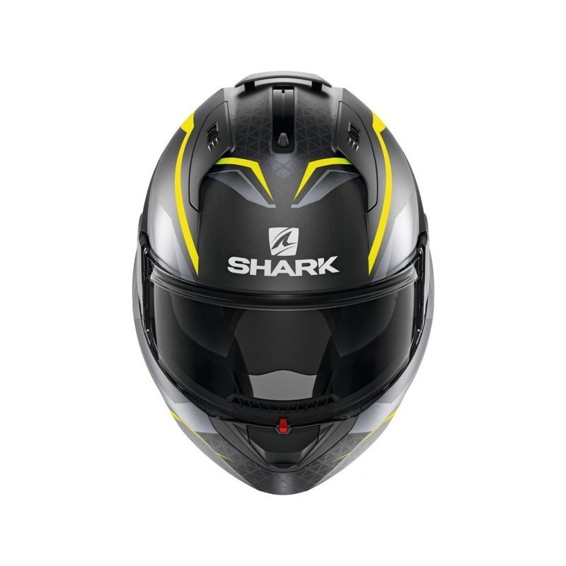 Nagibna čelada SHARK EVO-ES Yari sivo-srebrno-fluo rumena