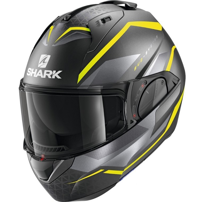 Nagibna čelada SHARK EVO-ES Yari sivo-srebrno-fluo rumena