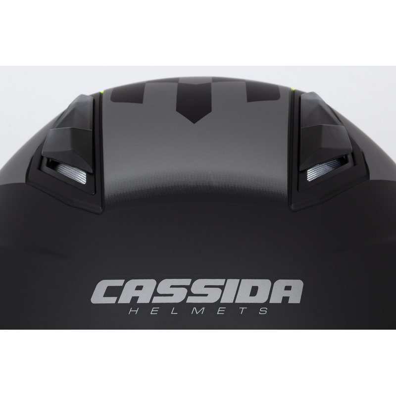 Cassida Jet Tech Roxor odprta motoristična čelada črno-sivo-fluo rumena mat razprodaja