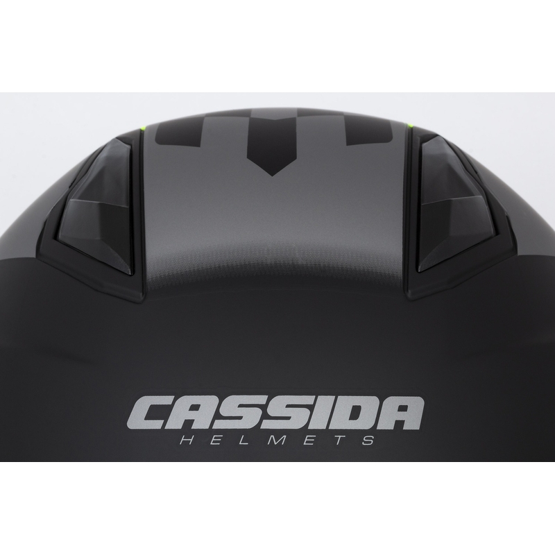 Cassida Jet Tech Roxor odprta motoristična čelada črno-sivo-fluo rumena mat razprodaja