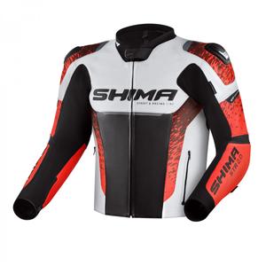 Shima STR 2.0 črno-bela-fluo rdeča motoristična jakna