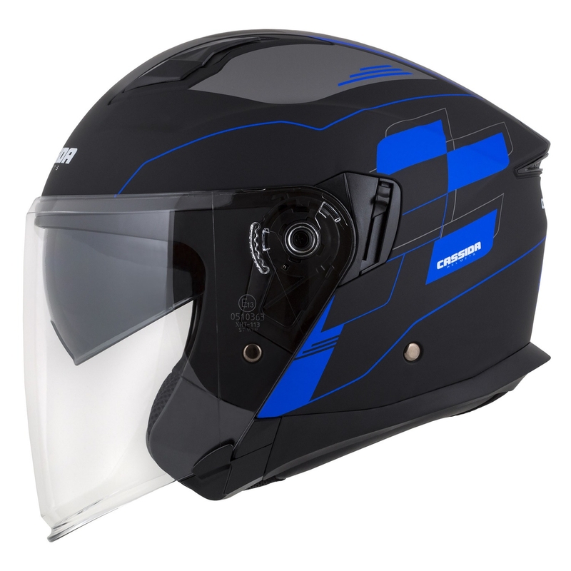 Cassida Jet Tech Roxor Black-Grey-Blue Matte Open motoristična čelada