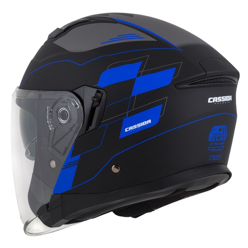 Cassida Jet Tech Roxor Black-Grey-Blue Matte Open motoristična čelada