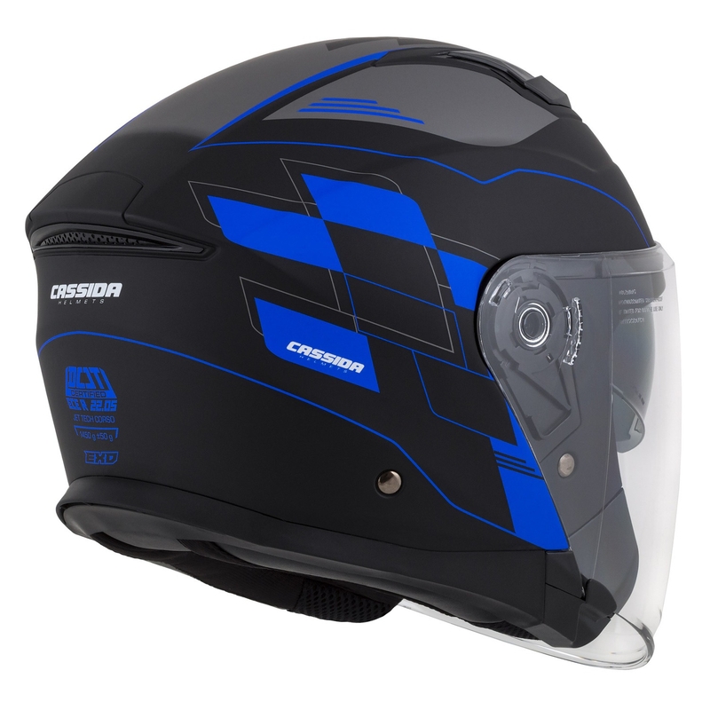 Cassida Jet Tech Roxor Black-Grey-Blue Matte Open motoristična čelada