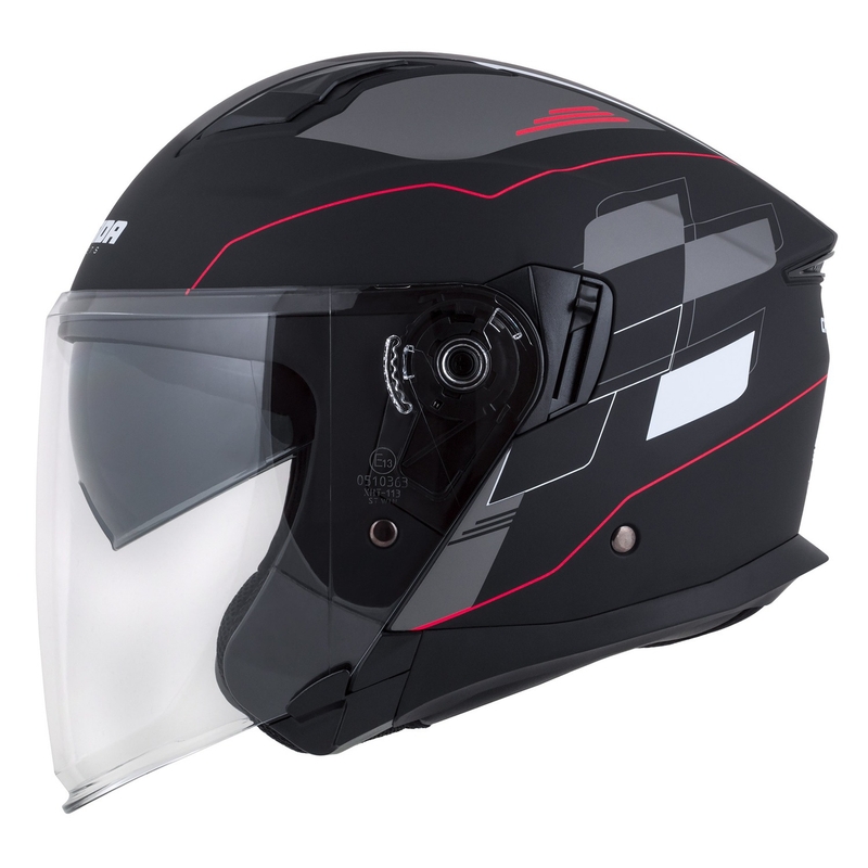 Cassida Jet Tech Roxor Black-Red-Grey Odprta motoristična čelada