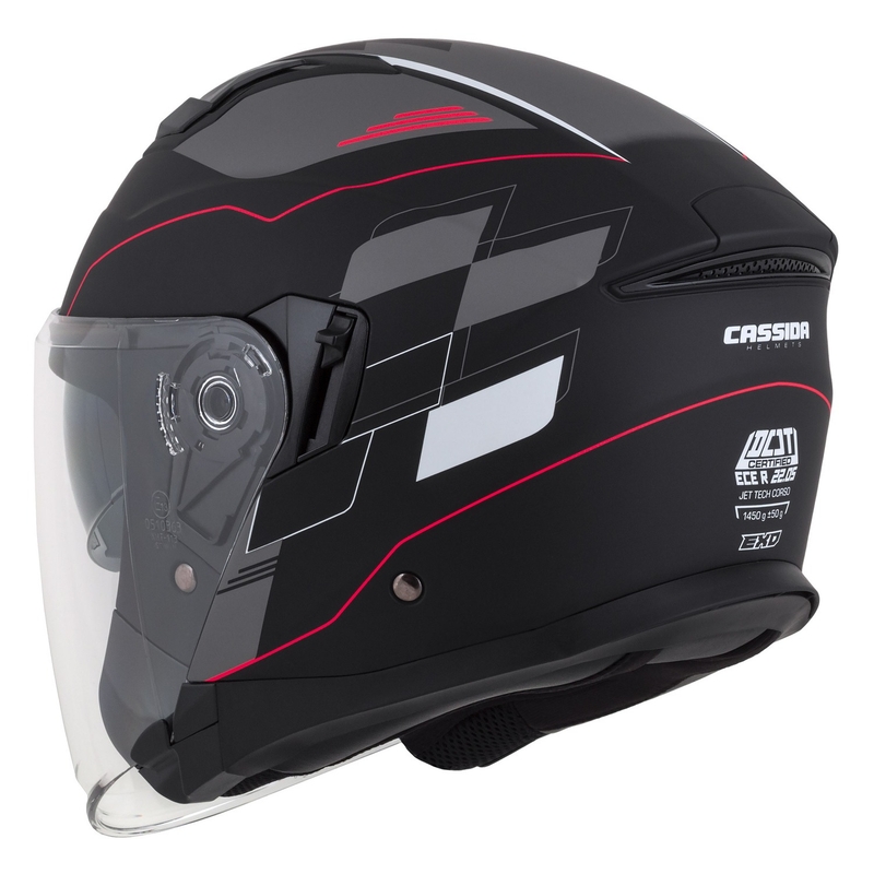 Cassida Jet Tech Roxor Black-Red-Grey Odprta motoristična čelada