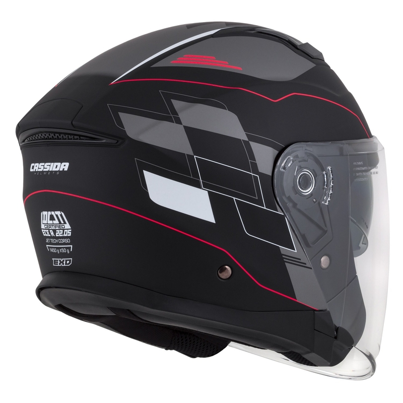 Cassida Jet Tech Roxor Black-Red-Grey Odprta motoristična čelada