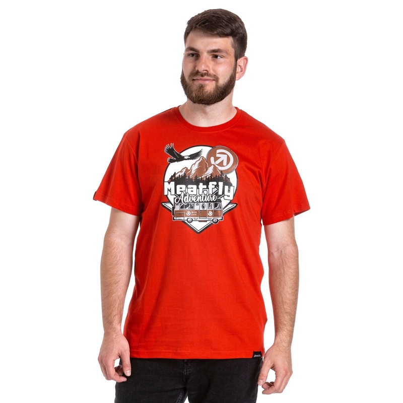 Majica Meatfly Mounty rdeča razprodaja