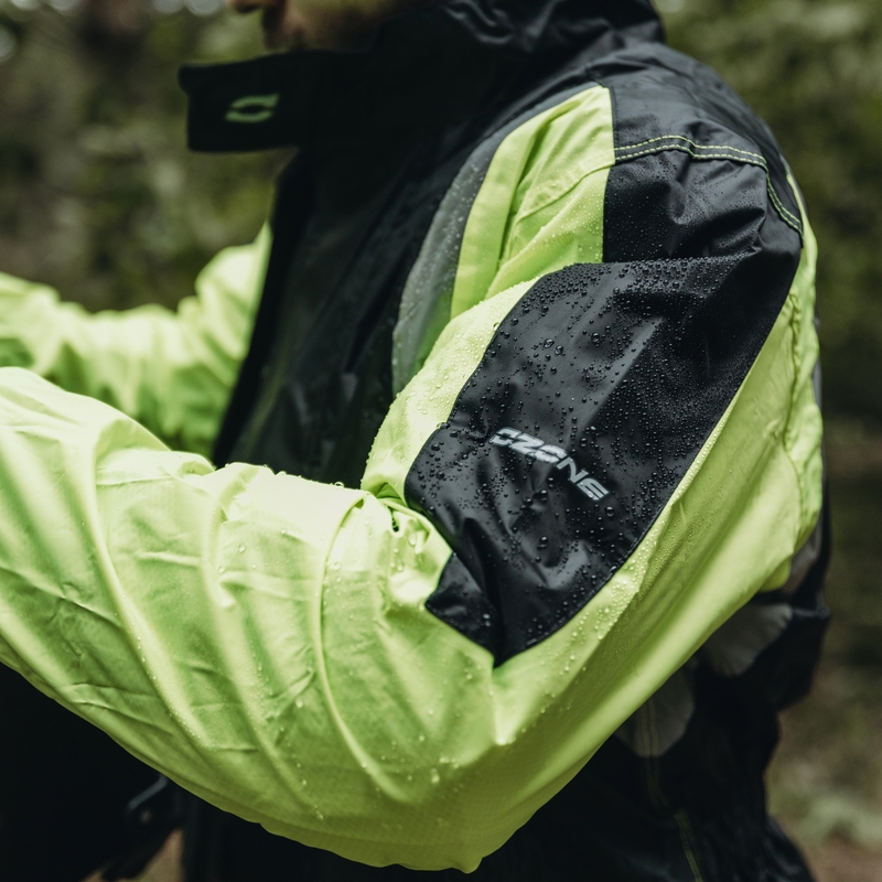 Moto jakna za dež Ozone Marin črna-fluo rumena