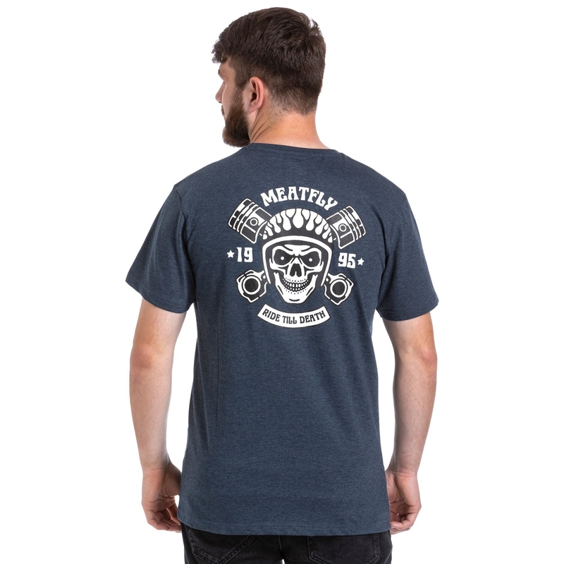 Majica Meatfly Ride Till Death temno modra razprodaja