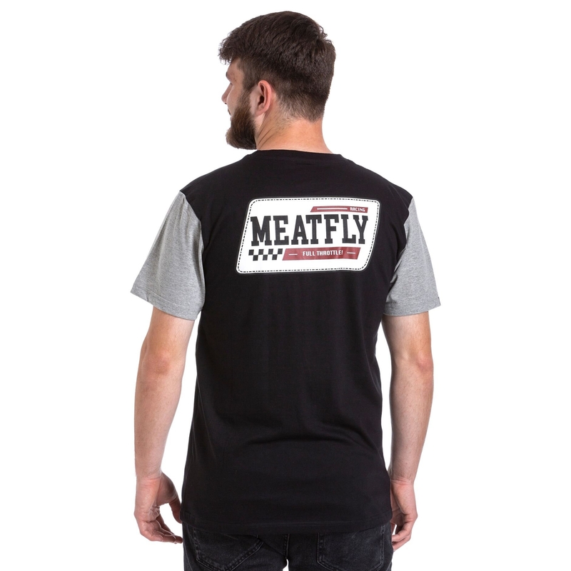 Majica Meatfly Racing črna in siva razprodaja