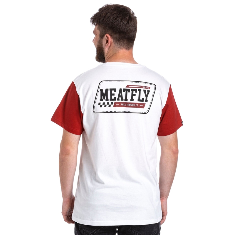 Majica Meatfly Racing belo-rdeča razprodaj razprodaja