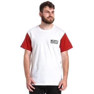 Majica Meatfly Racing belo-rdeča razprodaj razprodaja