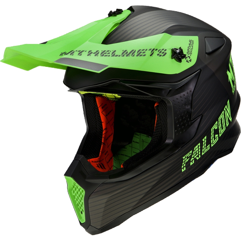 MT Falcon System motokros čelada črna-fluo zelena